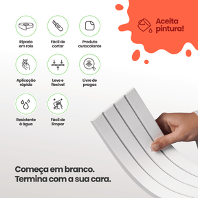 Painel Ripado Mod Autocolante de EVA Branco | Coleção Forma - Meu Rodapé
