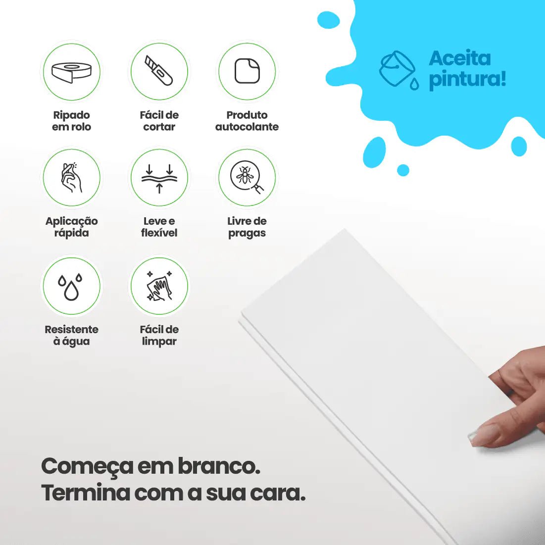 Painel Ripado Shiplap Autocolante de EVA Branco | Coleção Forma-Meu-Rodape--