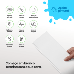 Painel Ripado Shiplap Autocolante de EVA Branco | Coleção Forma - Meu Rodapé