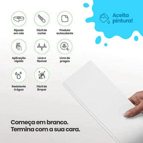 Painel Ripado Shiplap Autocolante de EVA Branco | Coleção Forma-Meu-Rodape--