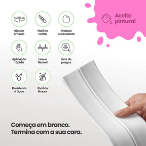 Painel Ripado Tile Autocolante de EVA Branco | Coleção Forma-Meu-Rodape--