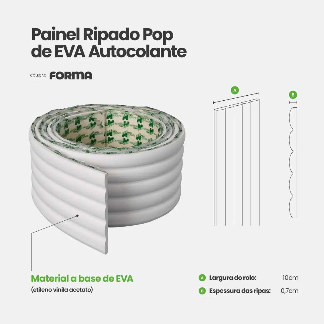 Painel Ripado Pop Autocolante de EVA Branco | Coleção Forma-Meu-Rodape--