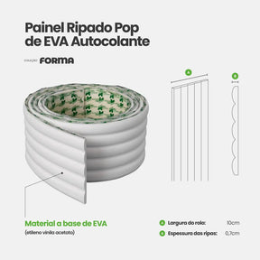 Painel Ripado Pop Autocolante de EVA Branco | Coleção Forma-Meu-Rodape--