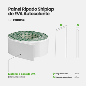 Painel Ripado Shiplap Autocolante de EVA Branco | Coleção Forma - Meu Rodapé