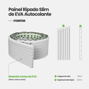 Painel Ripado Slim Autocolante de EVA Branco | Coleção Forma - Meu Rodapé