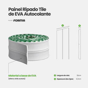 Painel Ripado Tile Autocolante de EVA Branco | Coleção Forma - Meu Rodapé