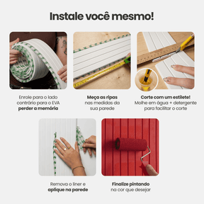 Painel Ripado Mod Autocolante de EVA Branco | Coleção Forma - Meu Rodapé