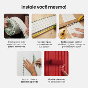 Painel Ripado Mod Autocolante de EVA Branco | Coleção Forma-Meu-Rodape--