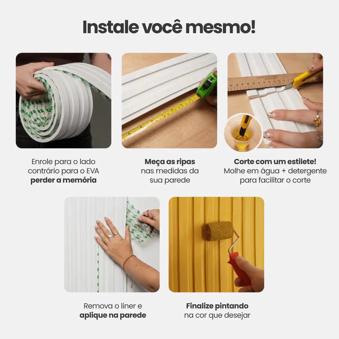 Painel Ripado Classic Autocolante de EVA Branco | Outlet-Meu-Rodape--