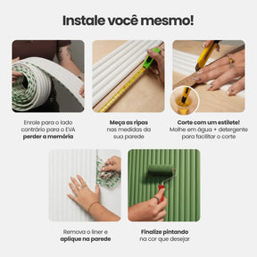 Painel Ripado Pop Autocolante de EVA Branco | Coleção Forma-Meu-Rodape--