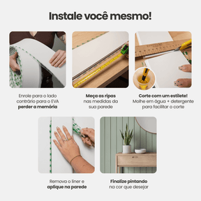 Painel Ripado Shiplap Autocolante de EVA Branco | Coleção Forma - Meu Rodapé
