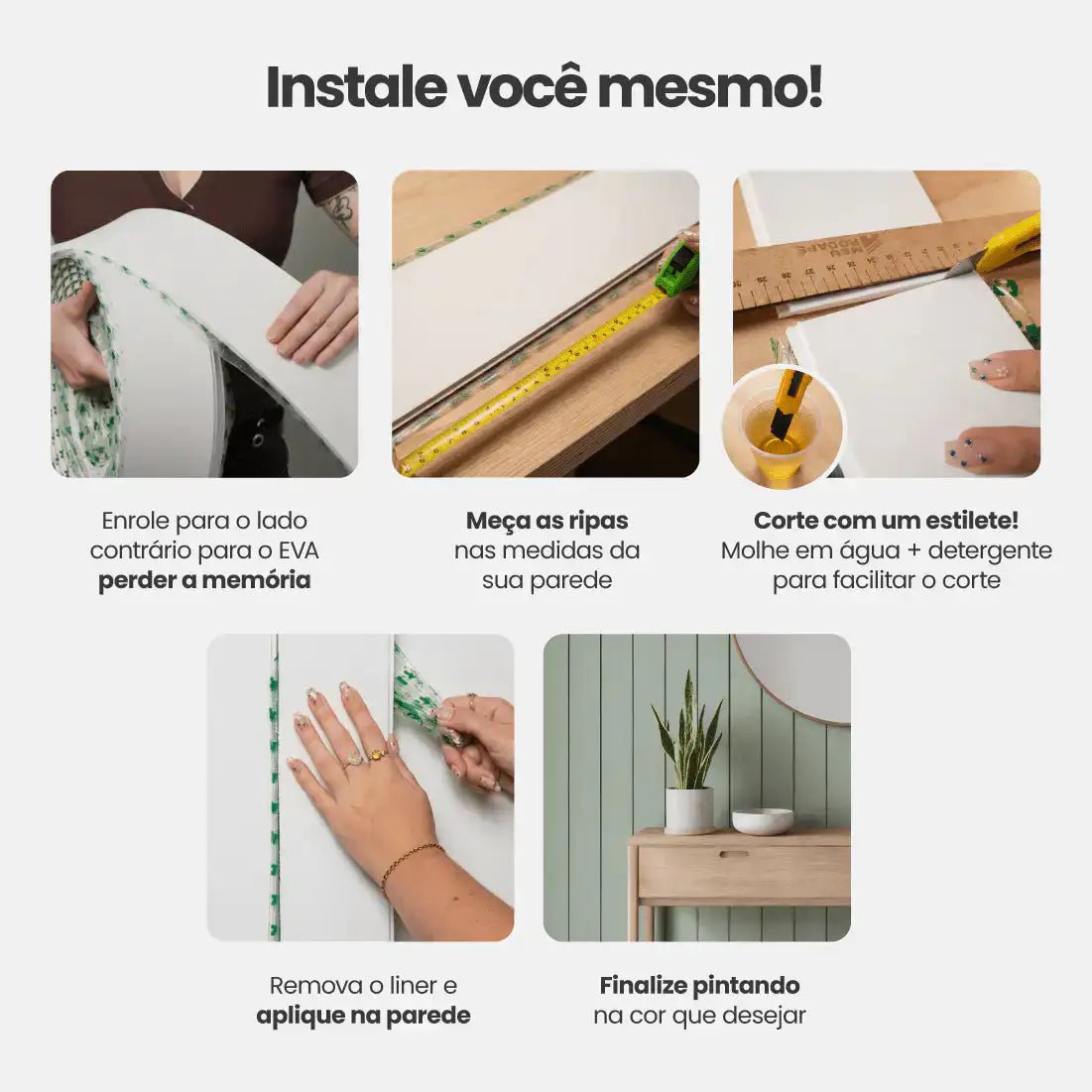 Painel Ripado Shiplap Autocolante de EVA Branco | Coleção Forma-Meu-Rodape--