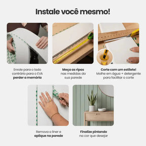 Painel Ripado Shiplap Autocolante de EVA Branco | Coleção Forma-Meu-Rodape--