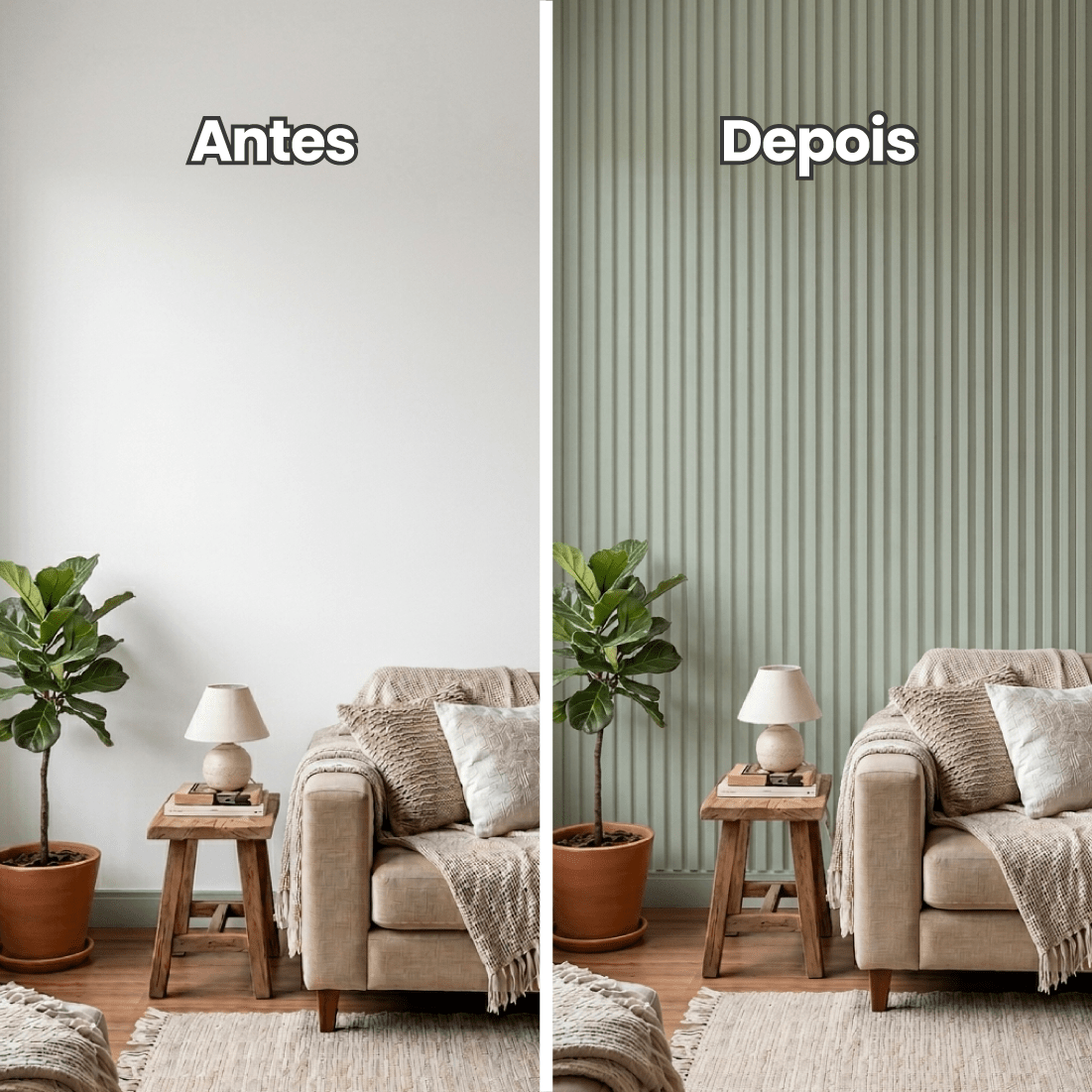 Painel Ripado Classic Autocolante de EVA Branco | Coleção Forma | PR106 - Meu Rodapé