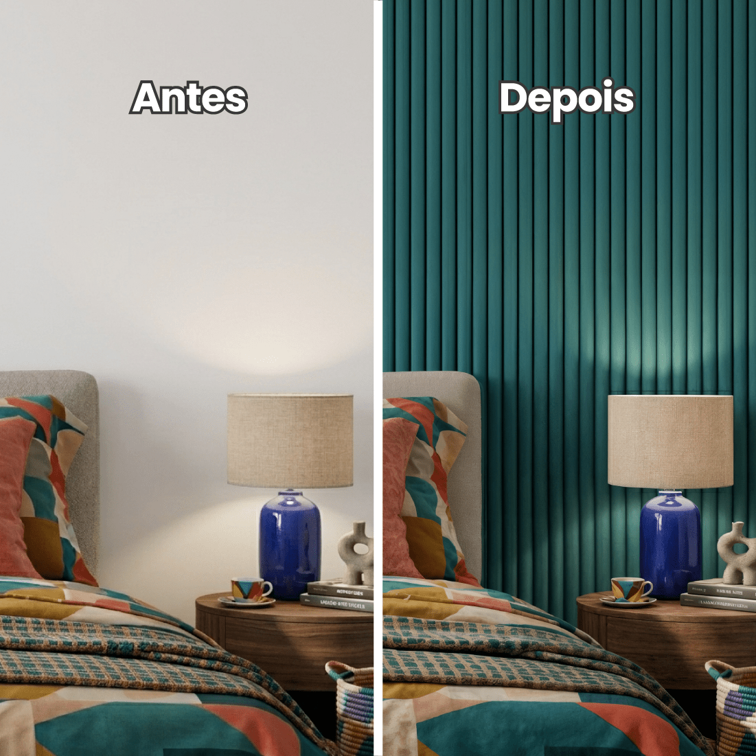 Painel Ripado Pop Autocolante de EVA Branco | Coleção Forma - Meu Rodapé