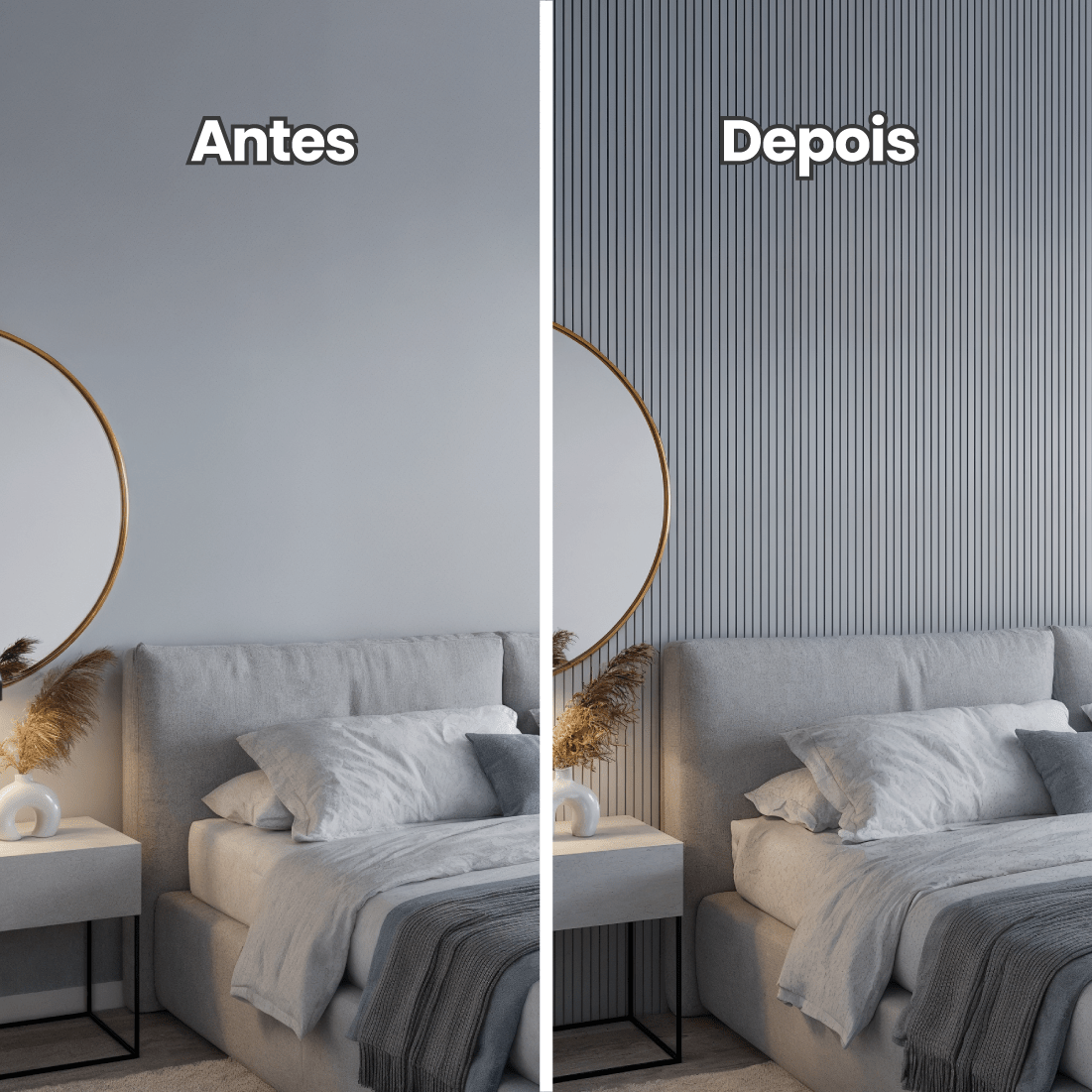 Painel Ripado Slim Autocolante de EVA Branco | Coleção Forma - Meu Rodapé