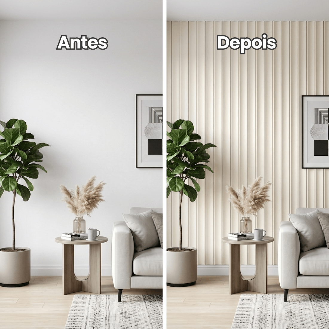 Painel Ripado Tile Autocolante de EVA Branco | Coleção Forma - Meu Rodapé