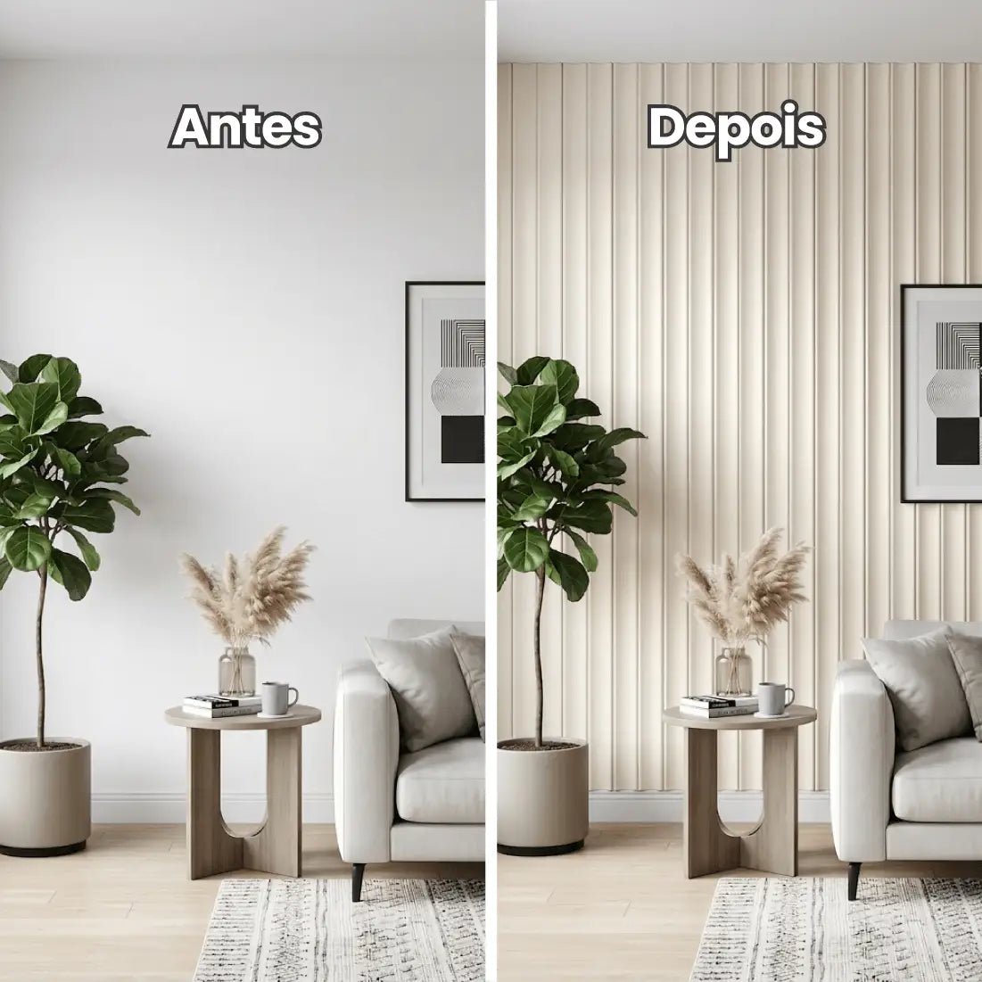 Painel Ripado Tile Autocolante de EVA Branco | Coleção Forma-Meu-Rodape--