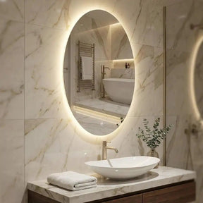 Espelho Oval com LED Bivolt - 80×60cm-Meu-Rodape-