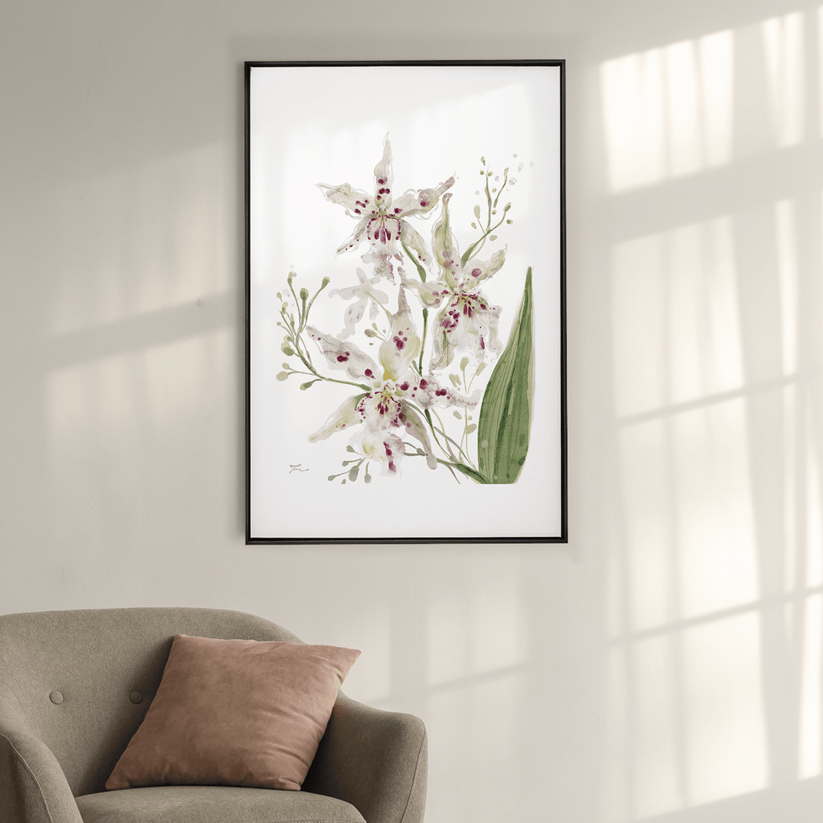 Quadro Decorativo Orquídea Pintada Branca | Thaís Mota