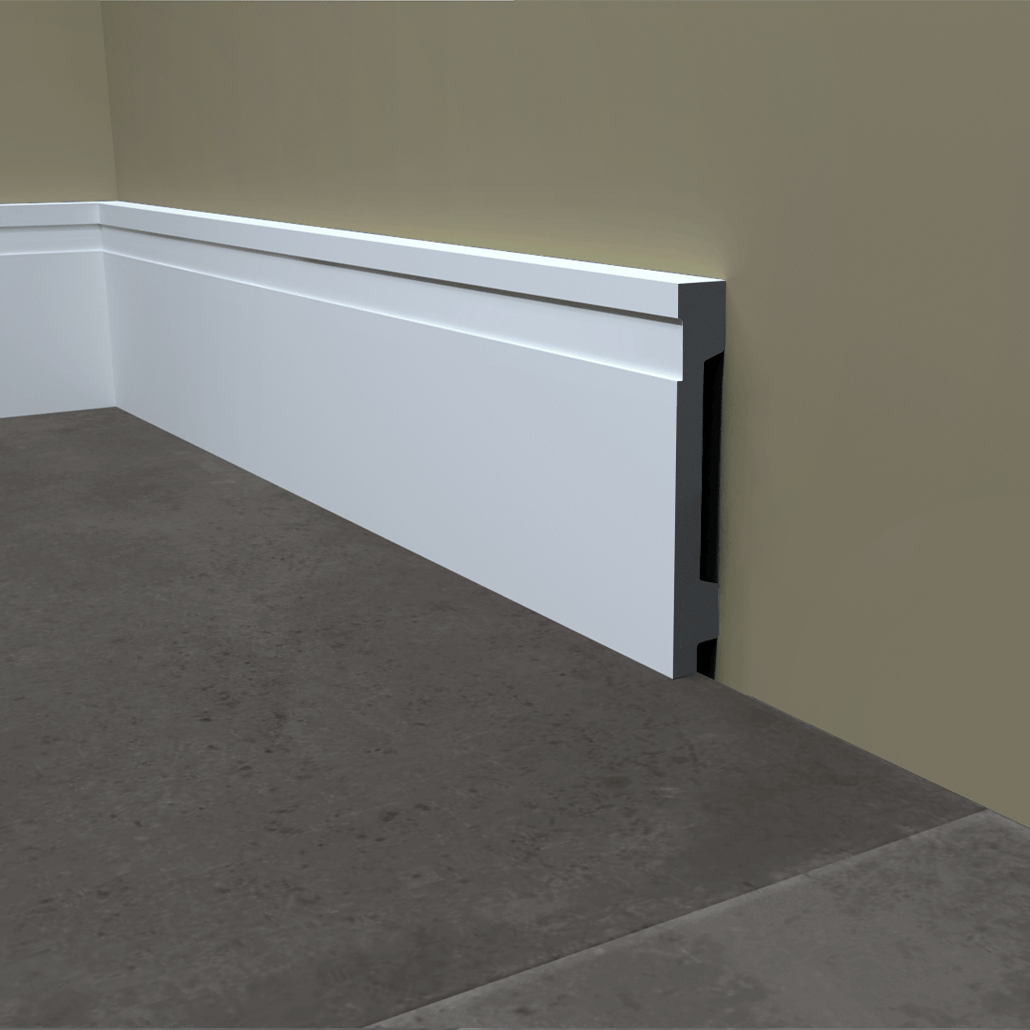 Rodapé de Poliestireno Frisado | Barra de 2 metros - Meu Rodapé