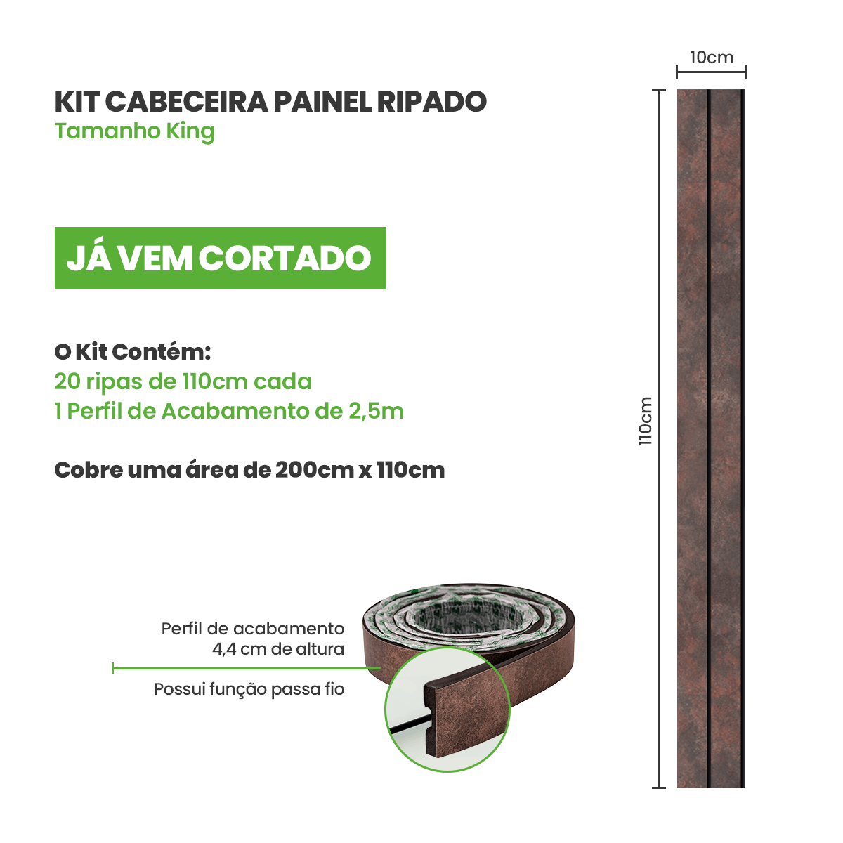Kit Cabeceira Painel Ripado | Linha Urban +