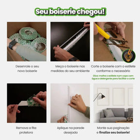 Boiserie Branco Rodameio Moldura de EVA Autocolante | RM610-Meu-Rodape--