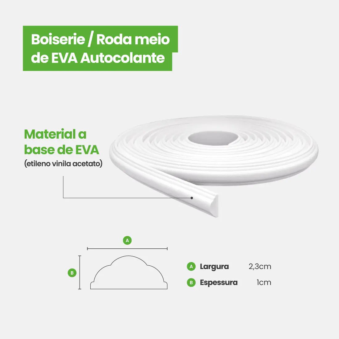 Boiserie Branco Rodameio Moldura de EVA Autocolante | RM61 Outlet-Meu-Rodape--