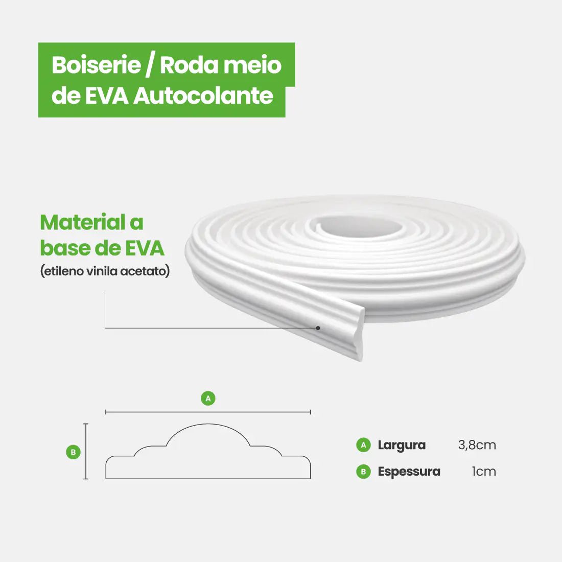 Boiserie Branco Rodameio Moldura de EVA Autocolante | RM61 Outlet-Meu-Rodape--
