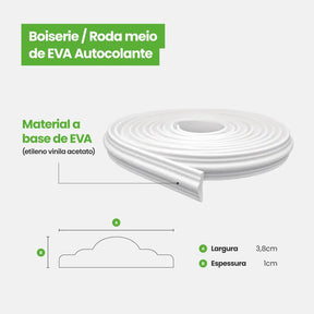 Boiserie Branco Rodameio Moldura de EVA Autocolante | RM61 Outlet-Meu-Rodape--