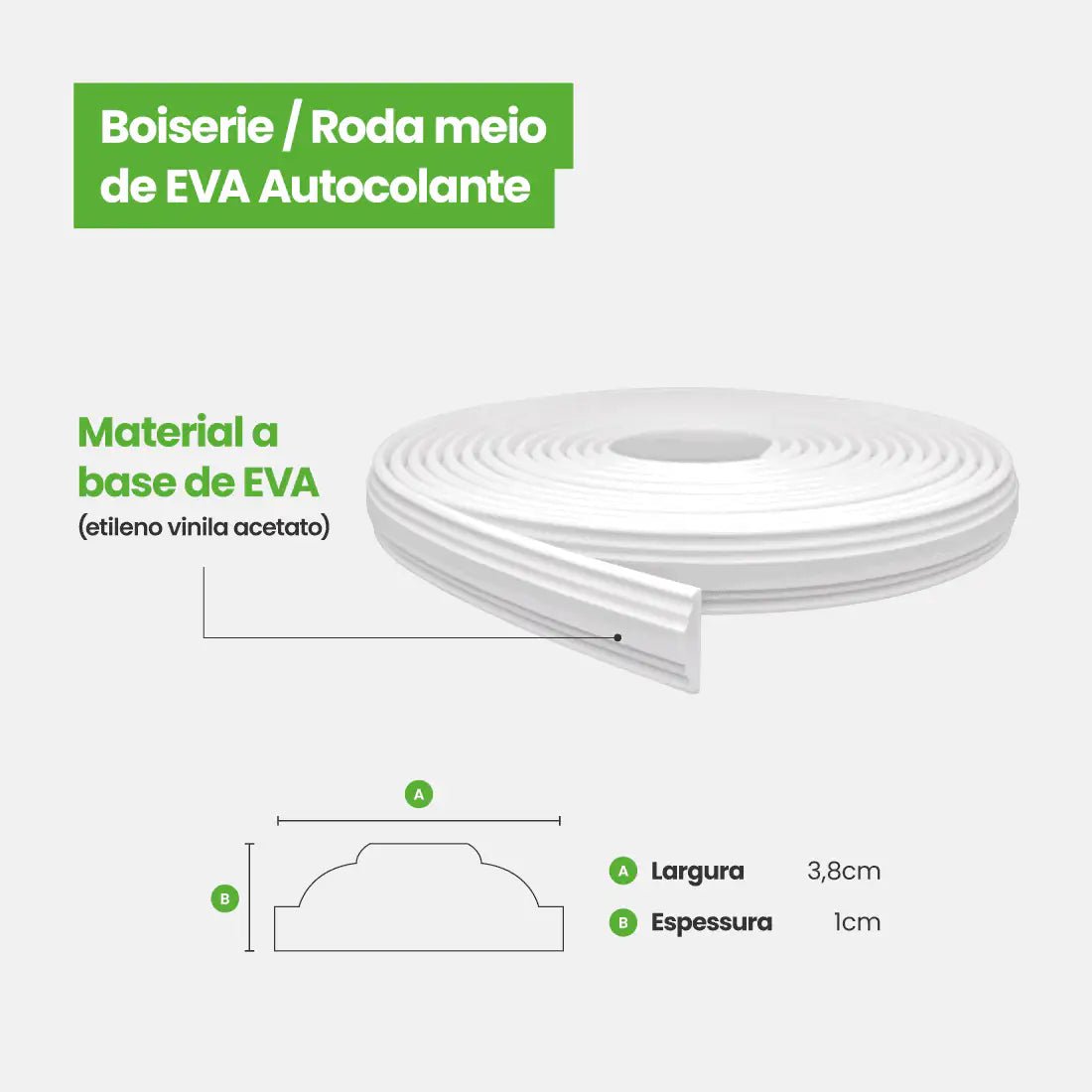 Boiserie Branco Rodameio Moldura de EVA Autocolante | RM610-Meu-Rodape--