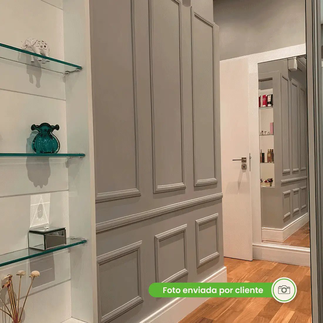 Boiserie Branco Rodameio Moldura de EVA Autocolante | RM610-Meu-Rodape--