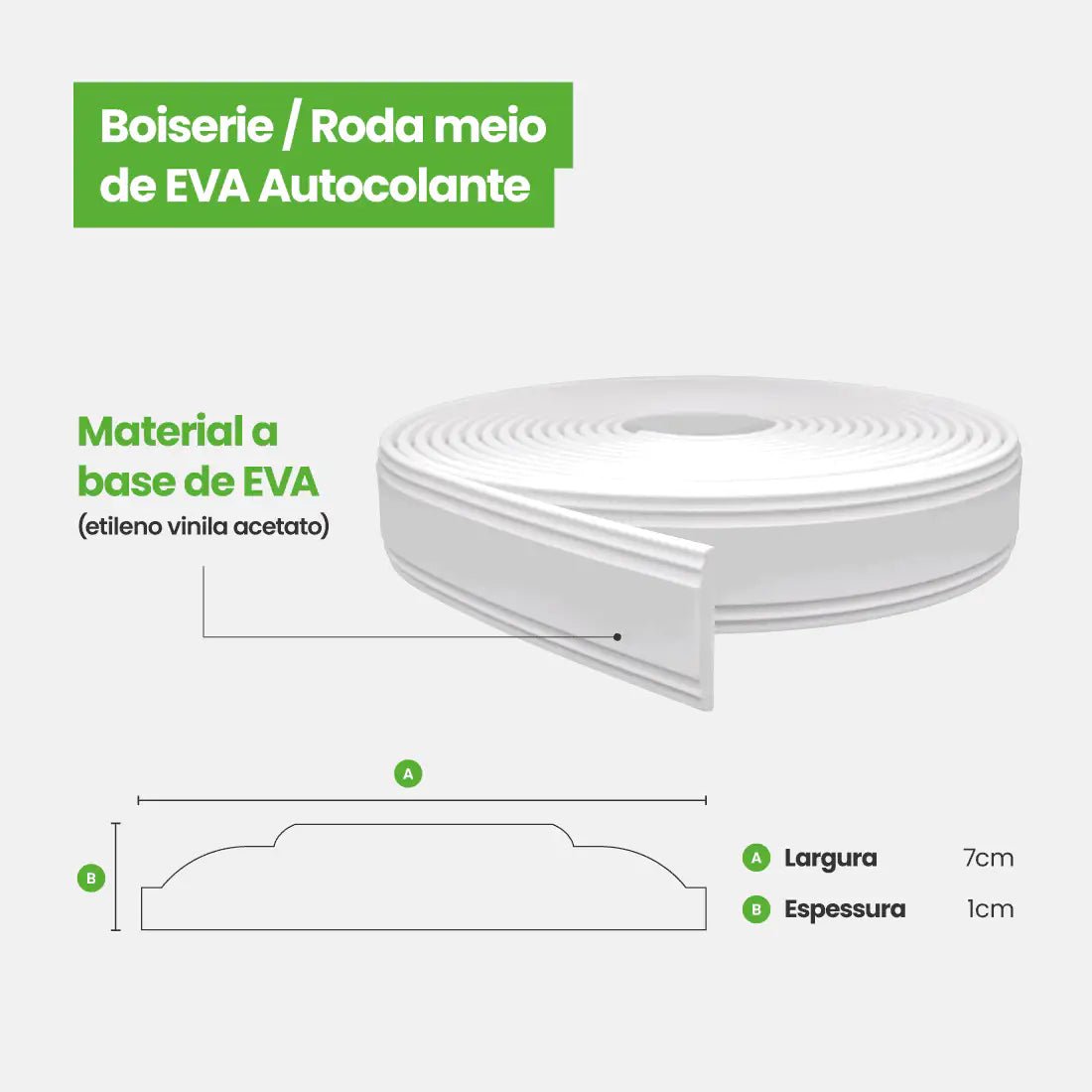 Boiserie Branco Rodameio Moldura de EVA Autocolante | RM610-Meu-Rodape--