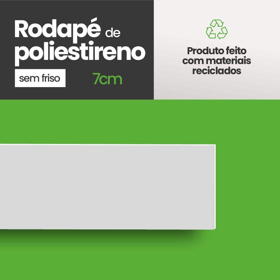 Rodapé de Poliestireno Liso | Barra de 1.8 metros