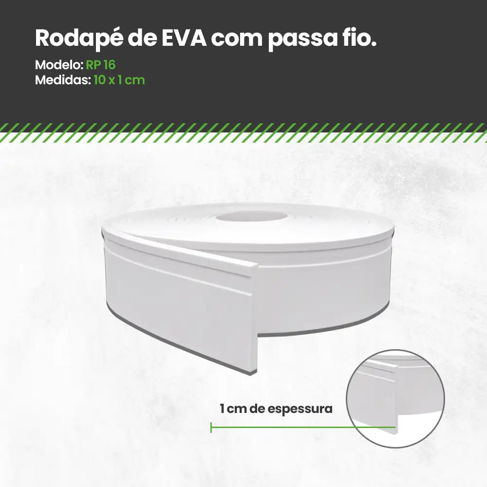 Rodapé Passa fio de EVA Autocolante | RP16-Meu-Rodape--