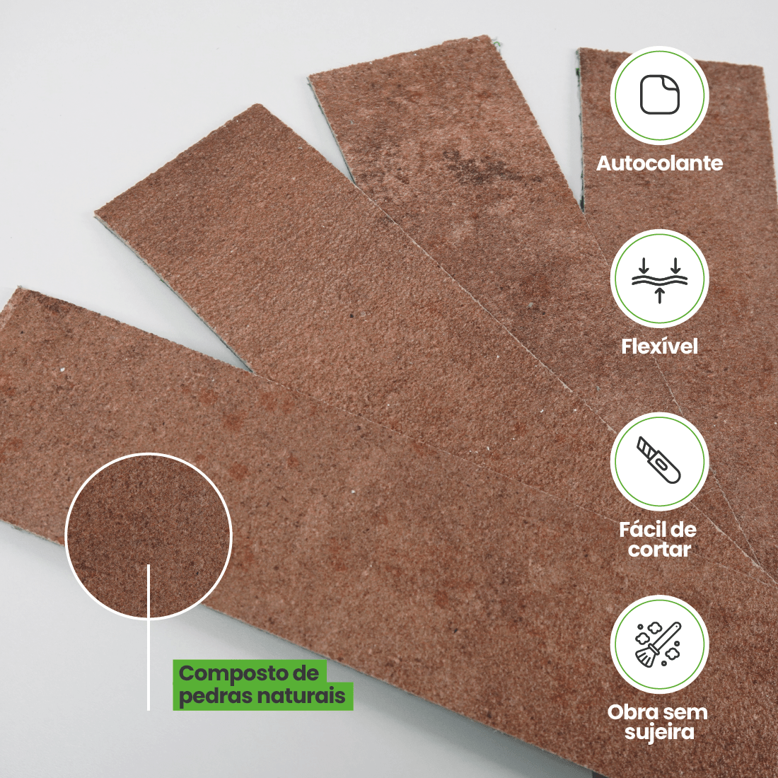 Revestimento Pedra Flexível Autocolante | Linha Petra - Meu Rodapé