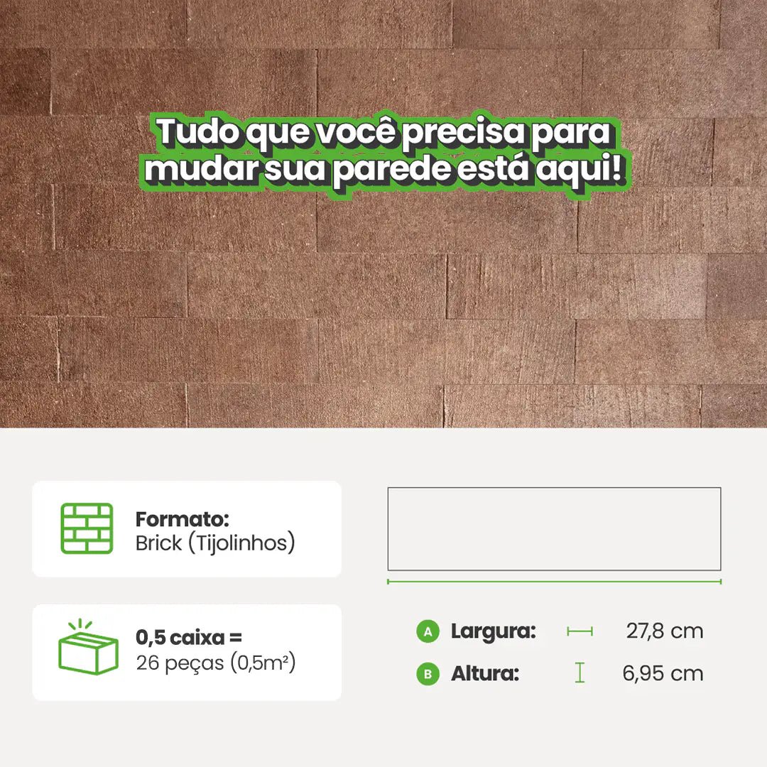 Revestimento Tijolinho Autocolante em Pedra Flexível-Meu-Rodape--