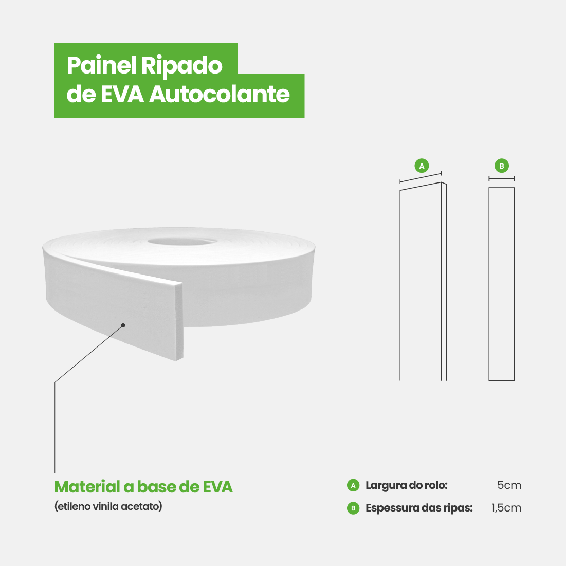 Painel Ripado de EVA Autocolante | RP43 Meu Rodapé