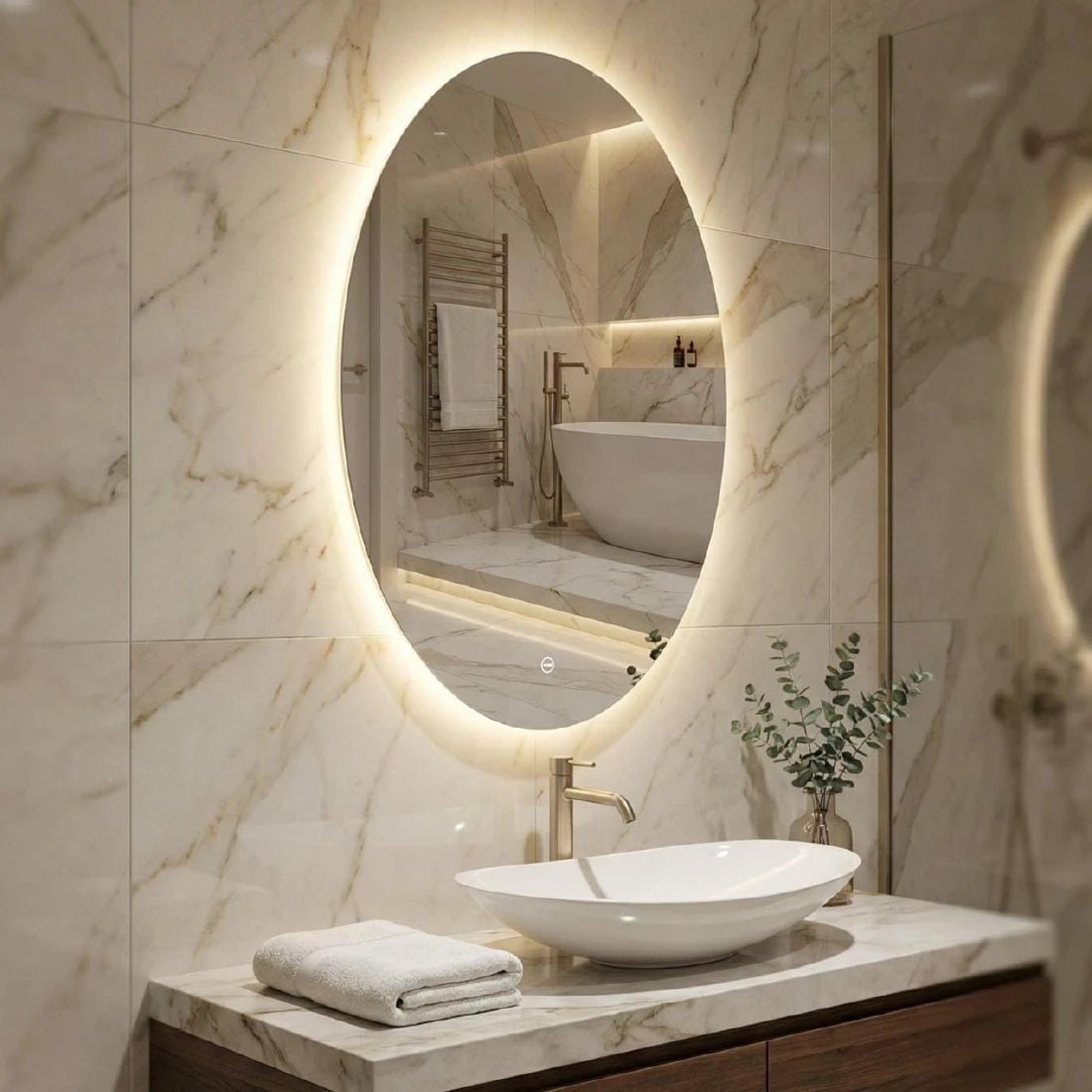 Espelho Oval com LED Bivolt 80×60cm - Meu Rodapé