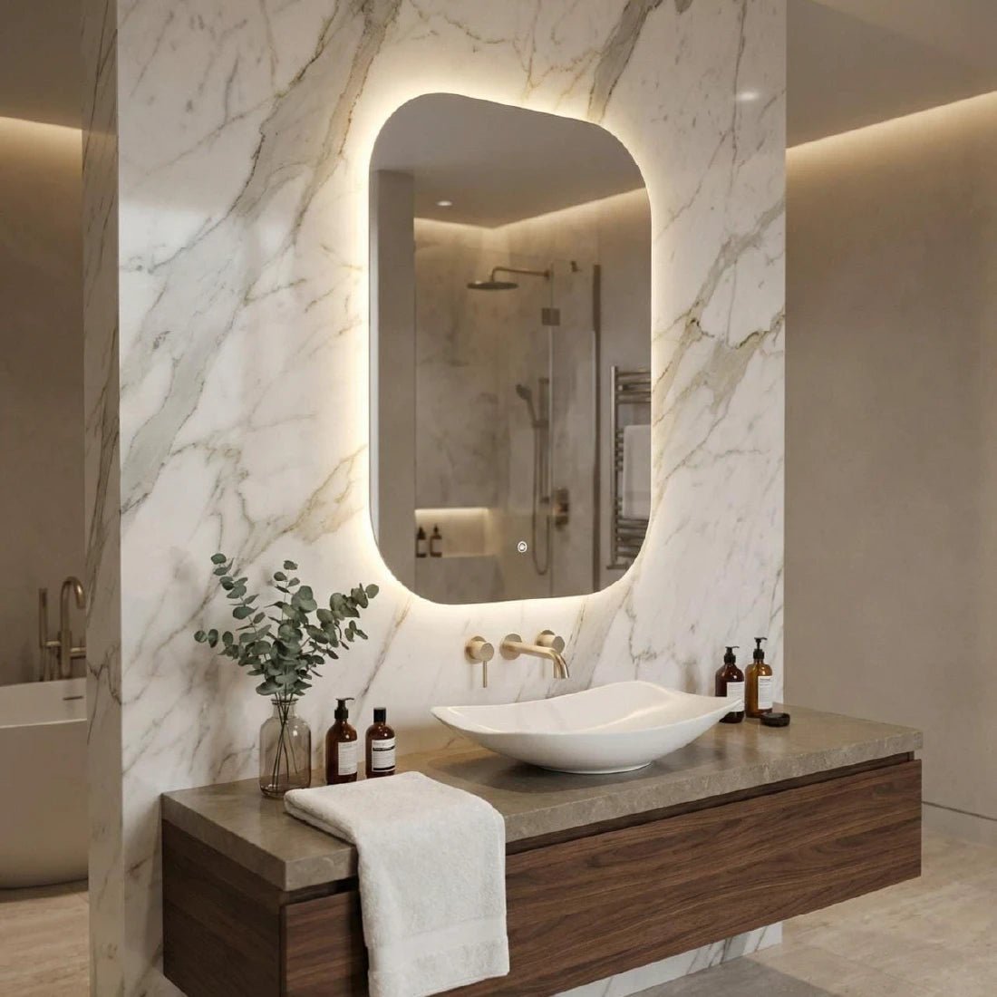 Espelho Retangular com LED, Bivolt 80×60cm - Meu Rodapé