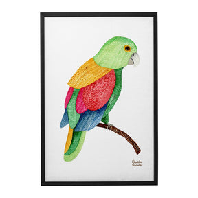 Quadro Decorativo Papagaio Bordado | Camila Pasinato