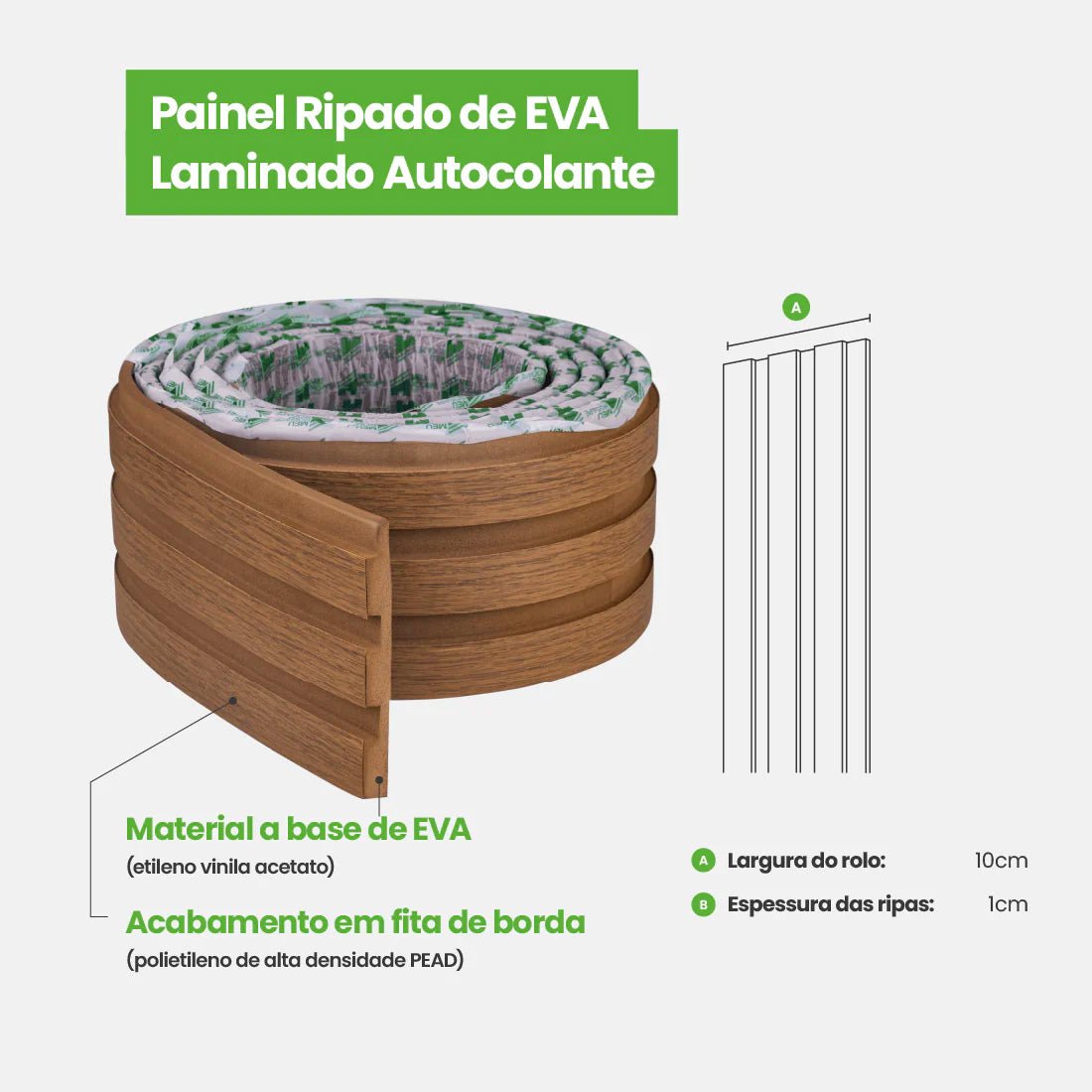 Painel Ripado Laminado de EVA Autocolante | Linha Madeto - Meu Rodapé