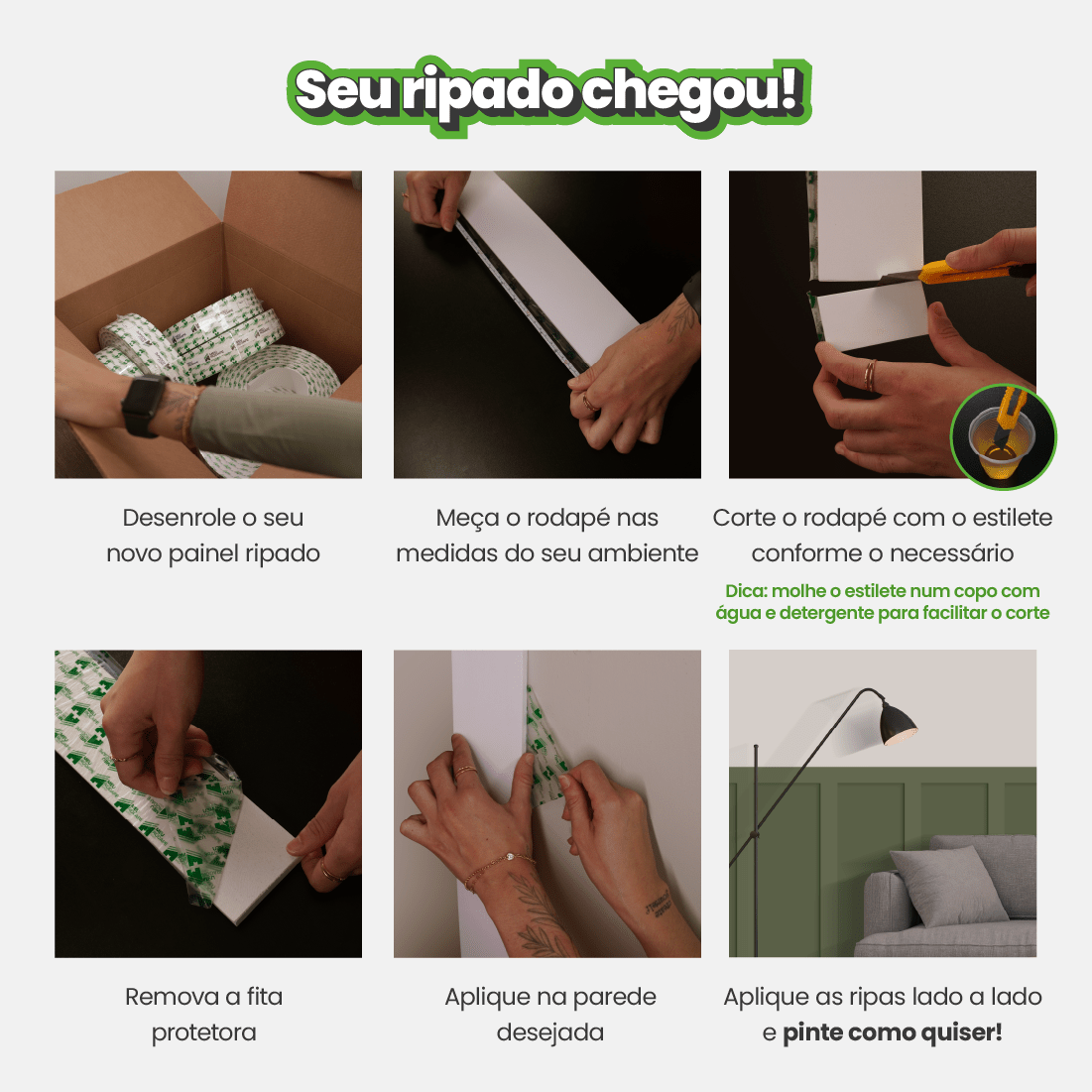 Painel Ripado de EVA Autocolante | RP43 Meu Rodapé