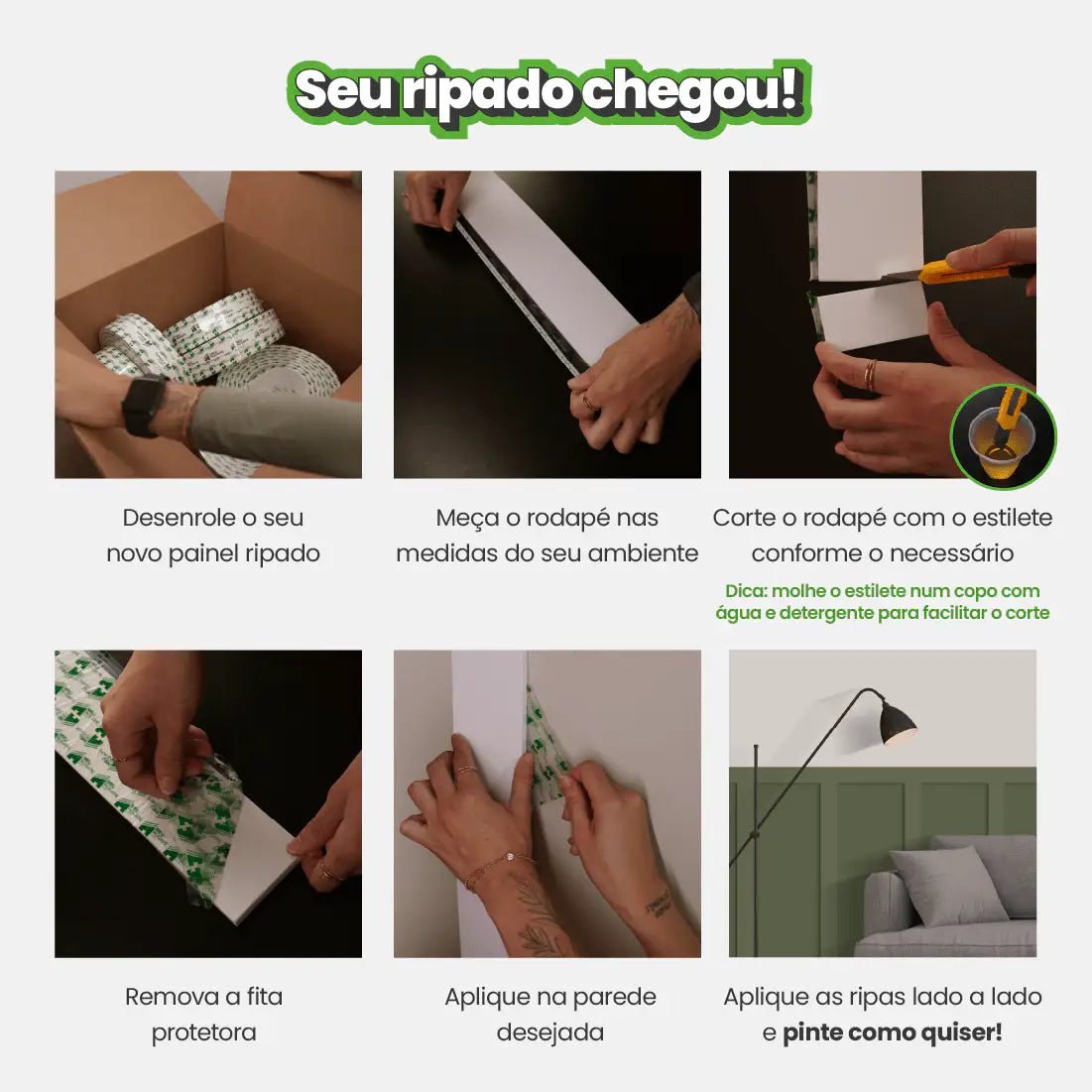Painel Ripado de EVA Autocolante | RP43-Meu-Rodape--