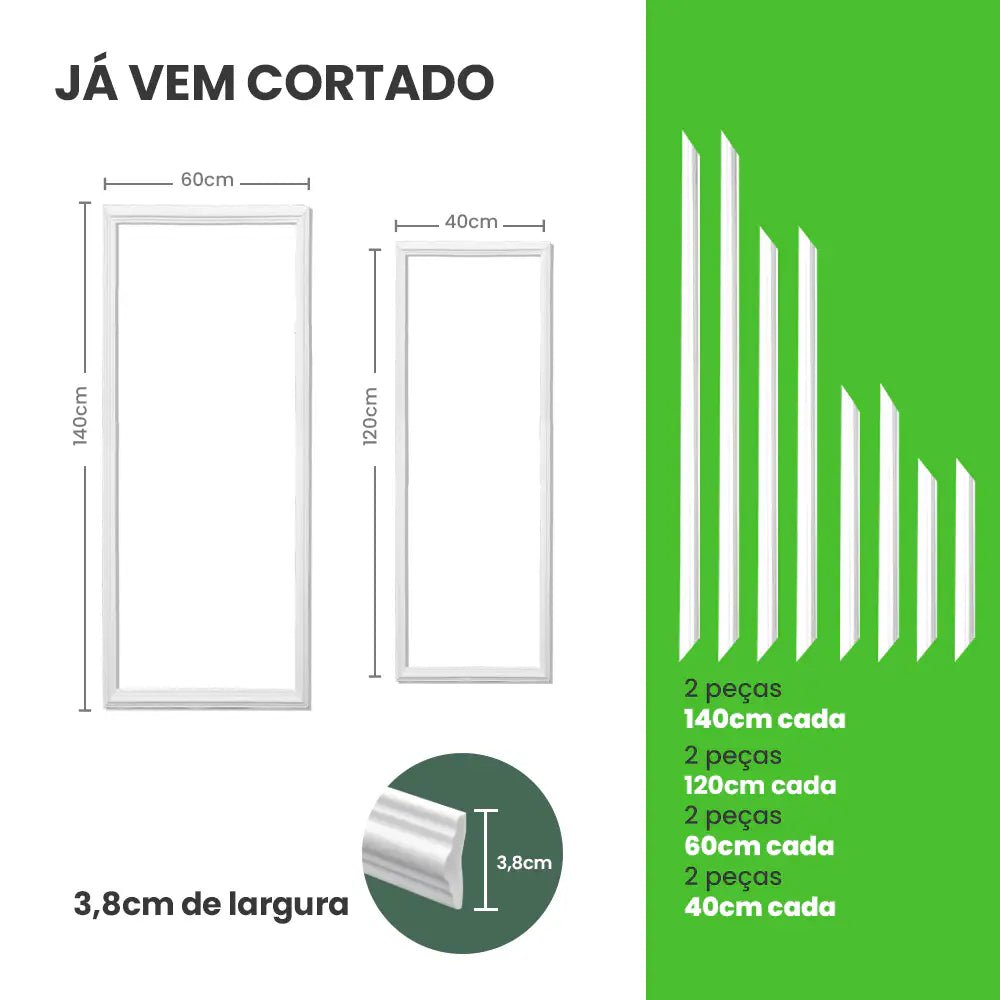 Kit Boiserie de EVA Autocolante Cortado 03 Molduras | RM61-Meu-Rodape--
