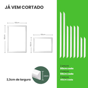 Kit Boiserie de EVA Autocolante Cortado 03 Molduras | RM61-Meu-Rodape--