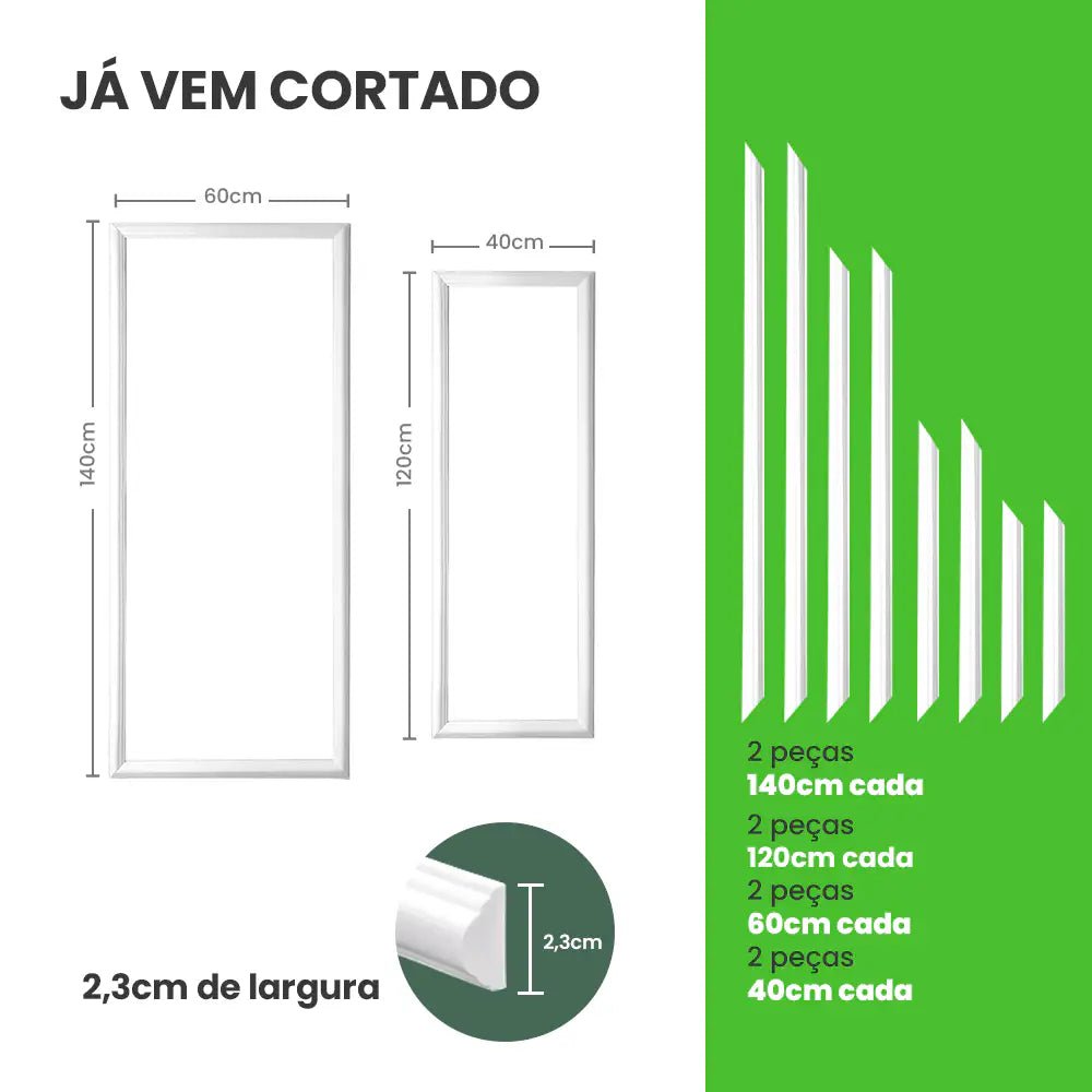 Kit Boiserie de EVA Autocolante Cortado 03 Molduras | RM61-Meu-Rodape--