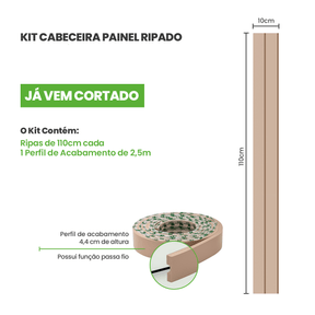 Kit Cabeceira Painel Ripado | Linha Play + - Meu Rodapé