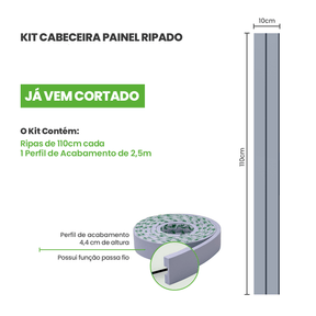 Kit Cabeceira Painel Ripado | Linha Play + - Meu Rodapé