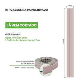 Kit Cabeceira Painel Ripado | Linha Play + - Meu Rodapé